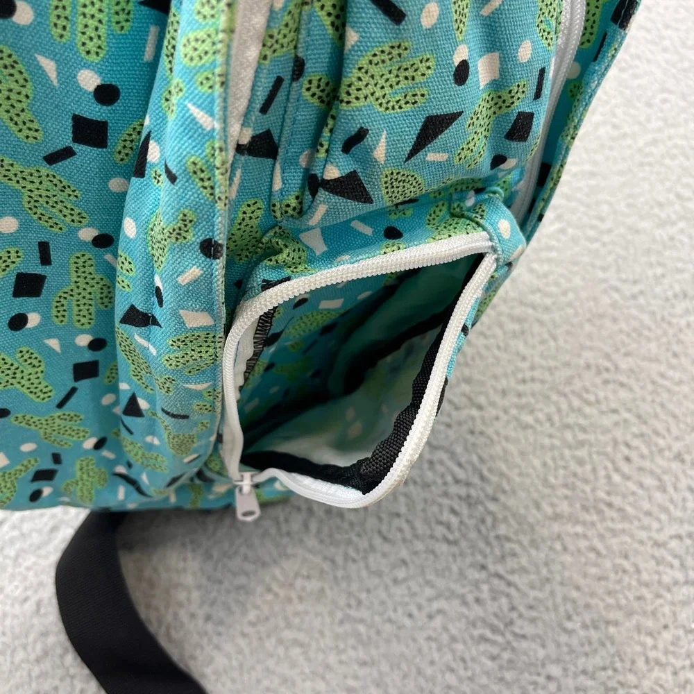KAVU Rope Bag Crossbody Blue Cactus Geometric Print Canvas Sling Travel Backpack